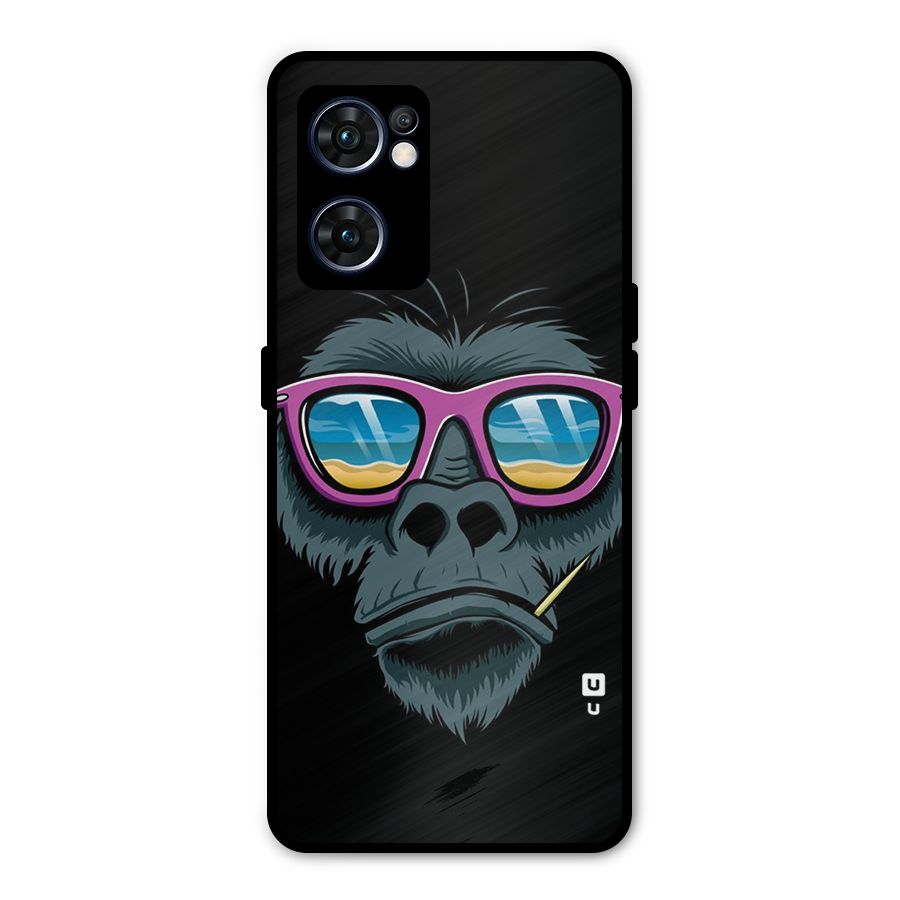 Cool Monkey Beach Sunglasses Metal Back Case for Oppo Reno7 5G