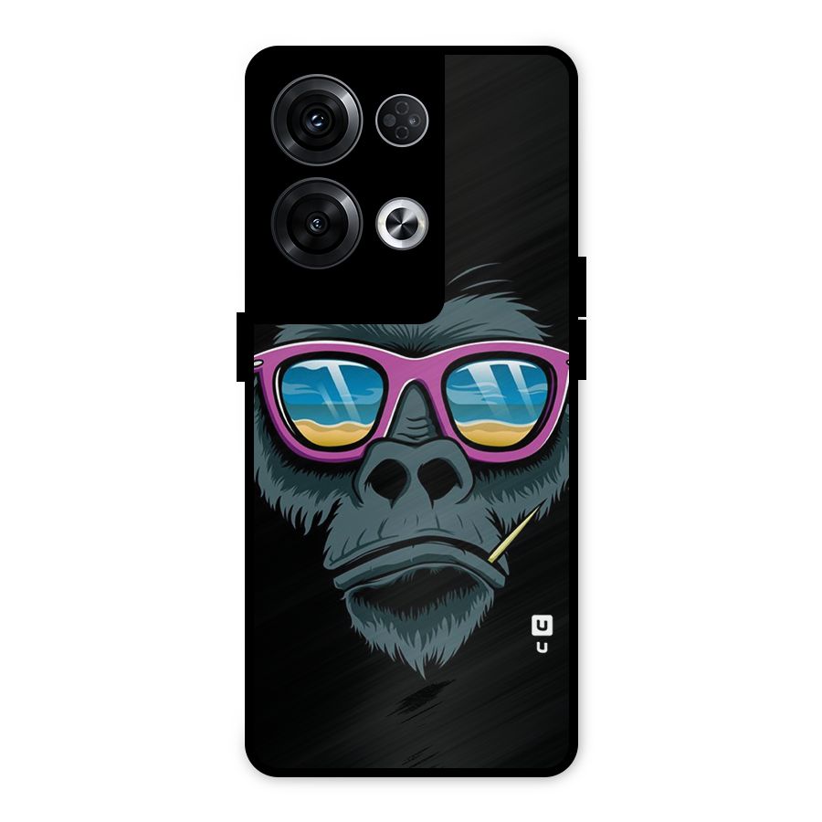 Cool Monkey Beach Sunglasses Metal Back Case for Oppo Reno8 Pro 5G
