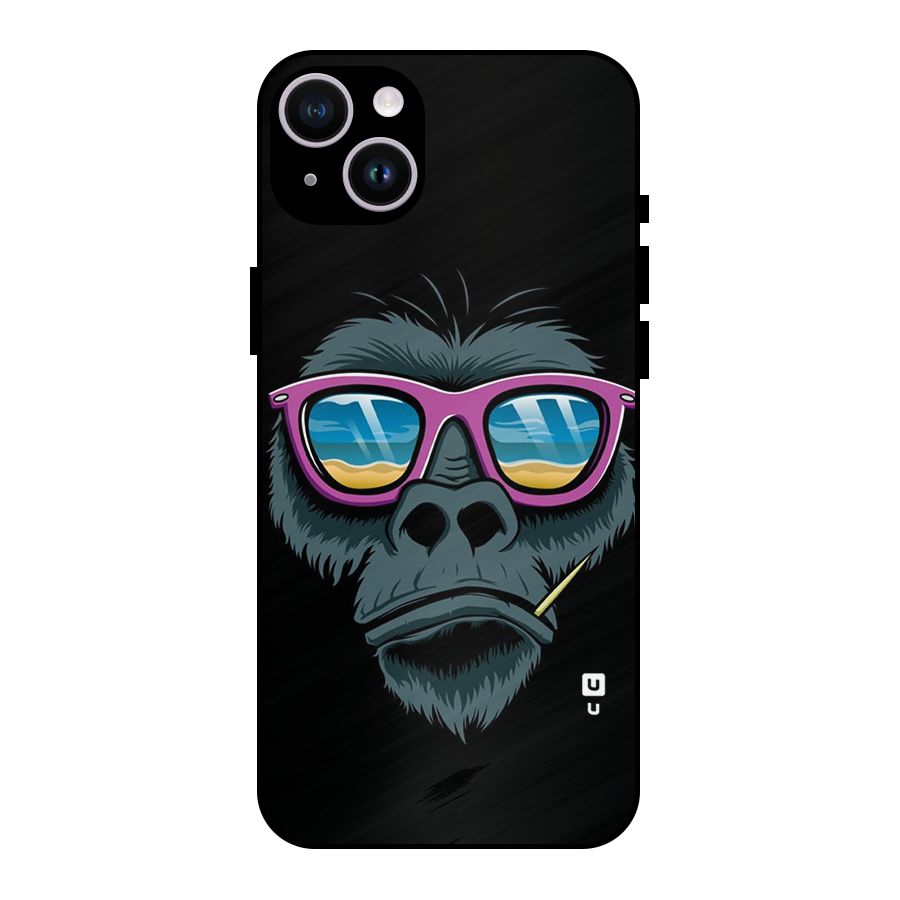 Cool Monkey Beach Sunglasses Metal Back Case for iPhone 14 Plus