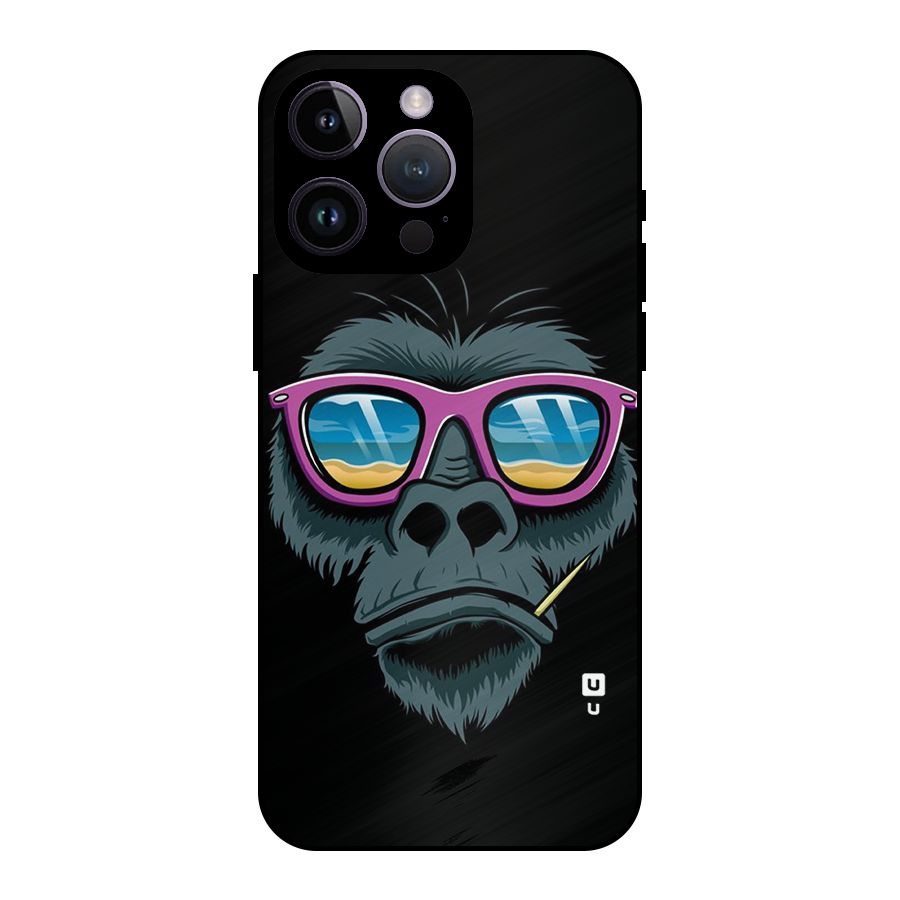 Cool Monkey Beach Sunglasses Metal Back Case for iPhone 14 Pro Max
