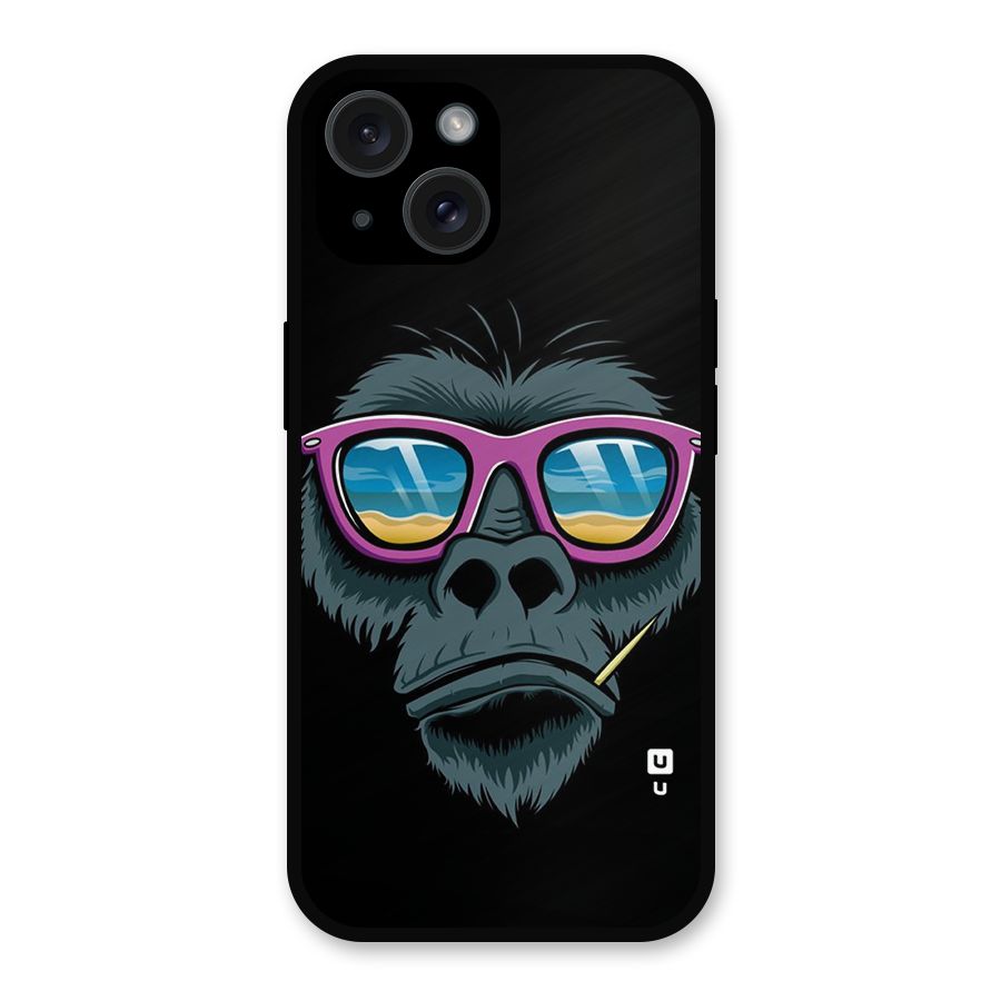 Cool Monkey Beach Sunglasses Metal Back Case for iPhone 15