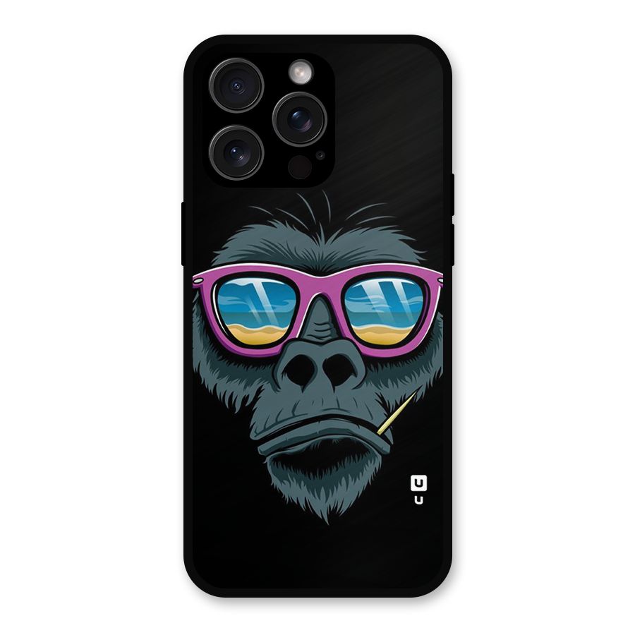 Cool Monkey Beach Sunglasses Metal Back Case for iPhone 15 Pro Max