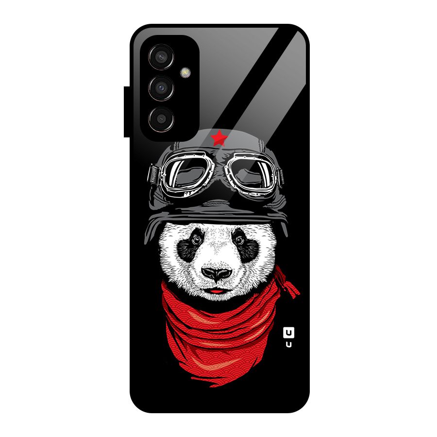 Cool Panda Soldier Art Glass Back Case for Galaxy F13