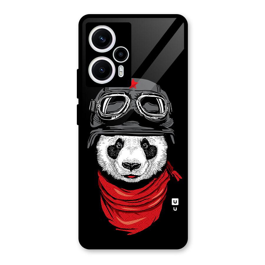 Cool Panda Soldier Art Glass Back Case for Poco F5