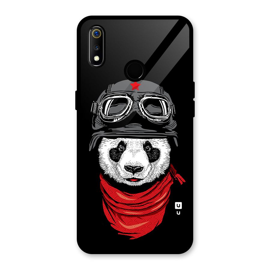Cool Panda Soldier Art Glass Back Case for Realme 3