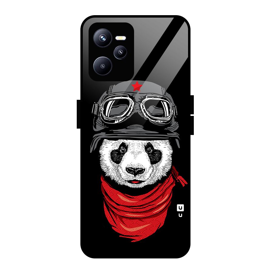 Cool Panda Soldier Art Glass Back Case for Realme C35