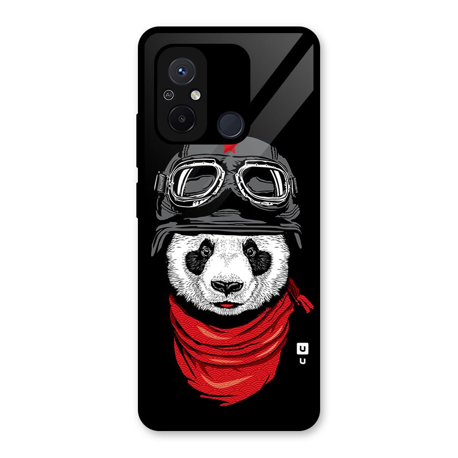 Cool Panda Soldier Art Glass Back Case for Redmi 12C