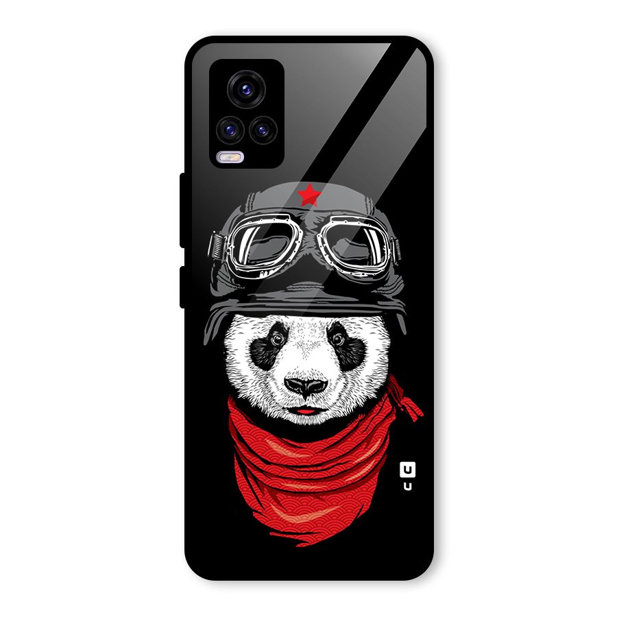 Cool Panda Soldier Art Glass Back Case for Vivo V20 2021