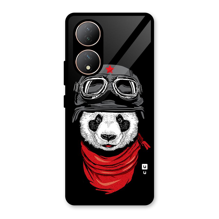 Cool Panda Soldier Art Glass Back Case for Vivo Y100A