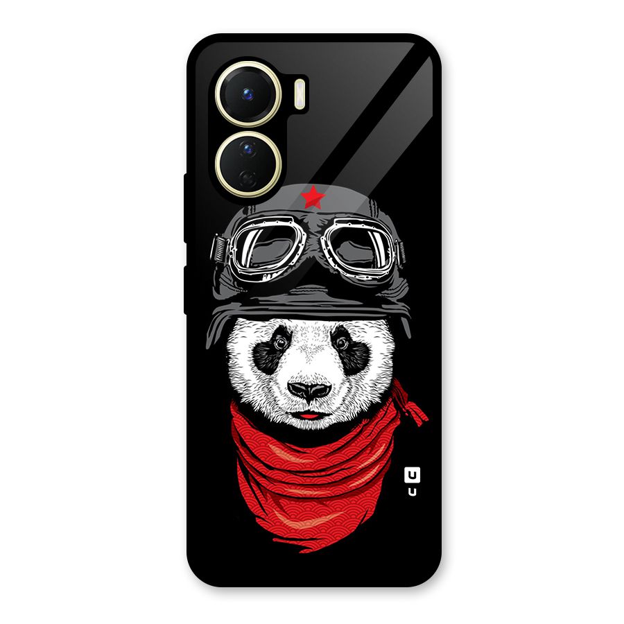 Cool Panda Soldier Art Glass Back Case for Vivo Y16