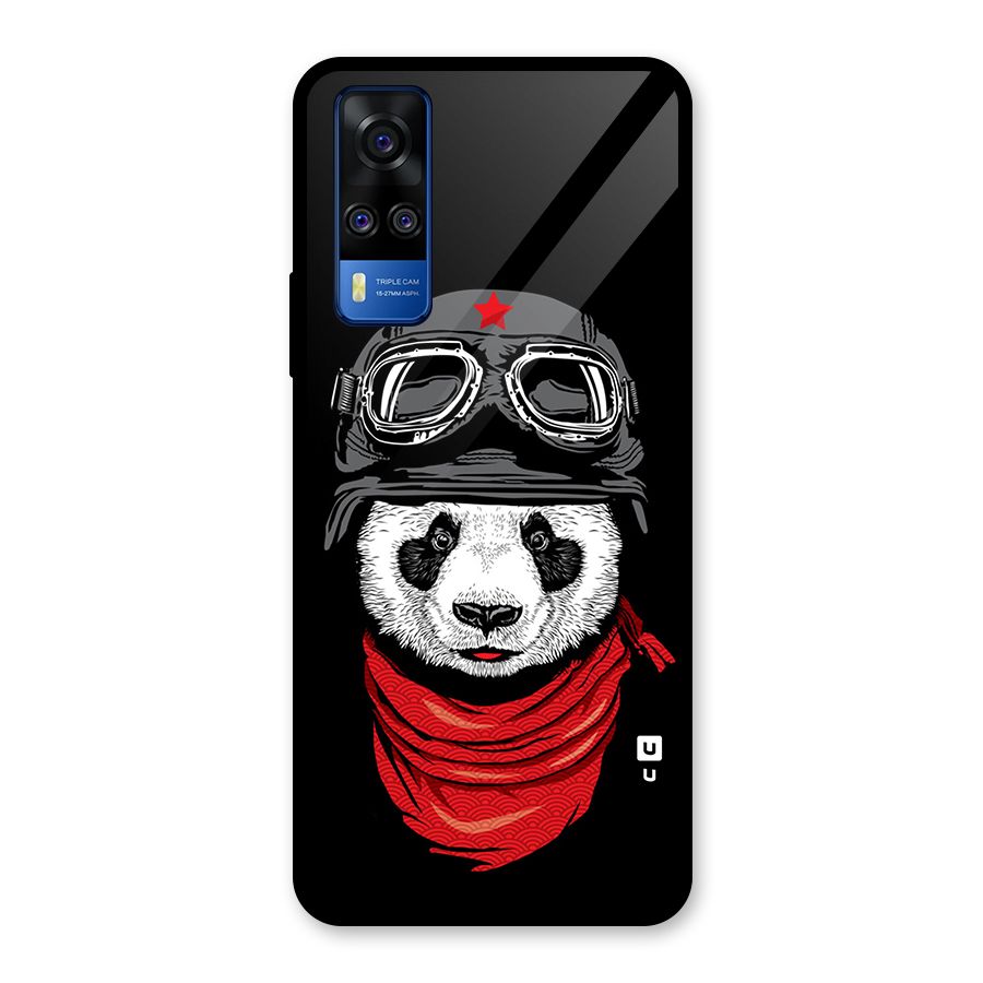 Cool Panda Soldier Art Glass Back Case for Vivo Y31