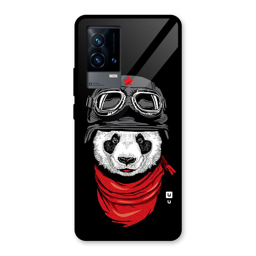 Cool Panda Soldier Art Glass Back Case for iQOO 9 5G