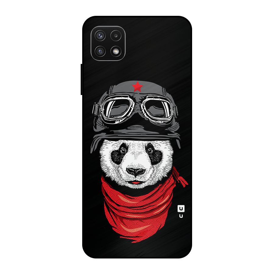 Cool Panda Soldier Art Metal Back Case for Galaxy A22 5G