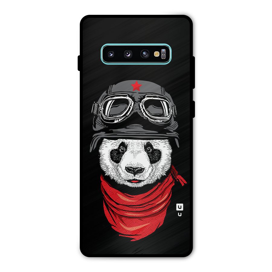 Cool Panda Soldier Art Metal Back Case for Galaxy S10 Plus