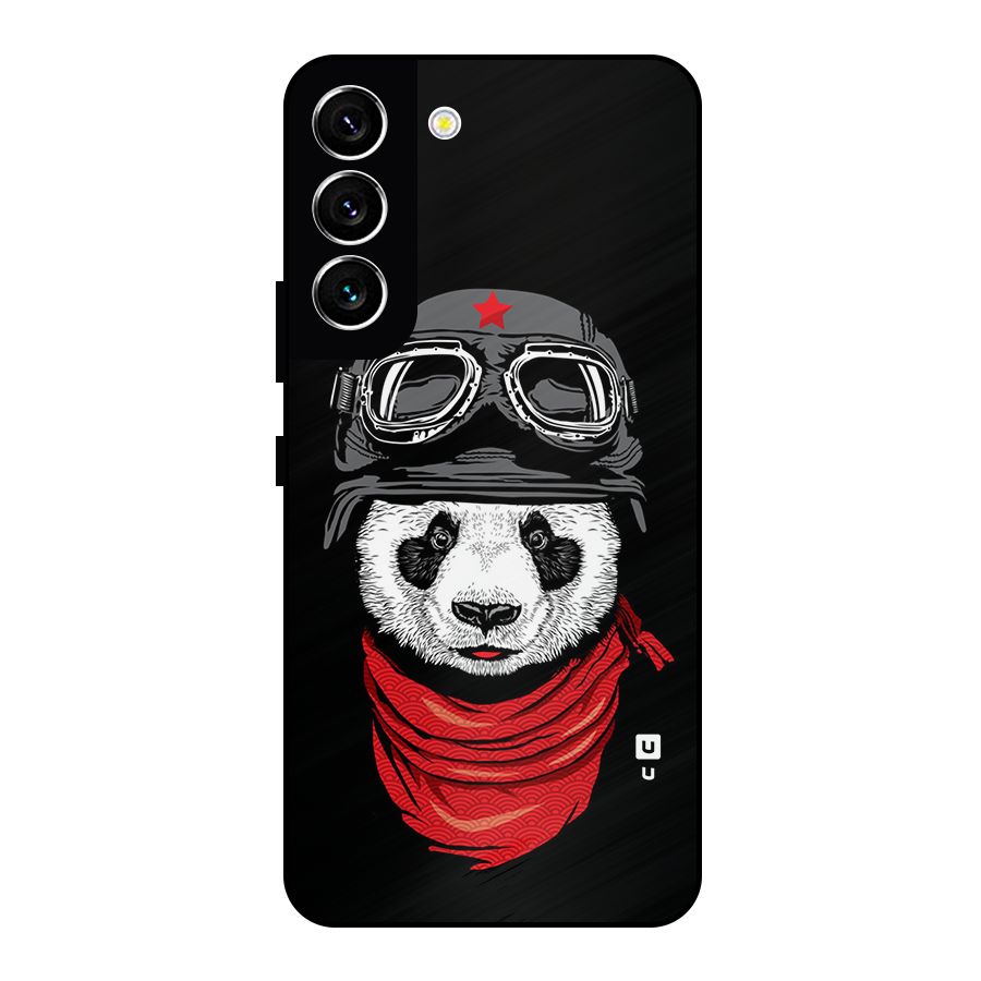 Cool Panda Soldier Art Metal Back Case for Galaxy S22 5G
