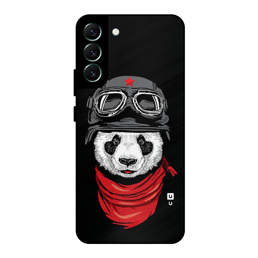 Cool Panda Soldier Art Metal Back Case for Galaxy S22 Plus 5G