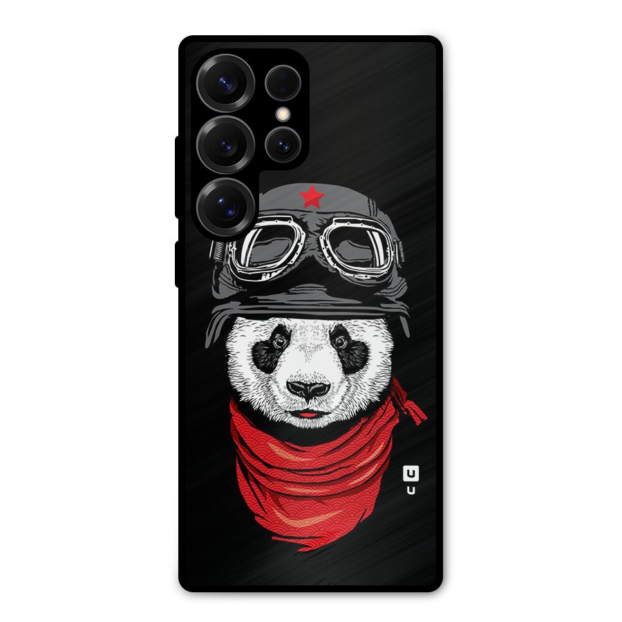 Cool Panda Soldier Art Metal Back Case for Galaxy S25 Ultra
