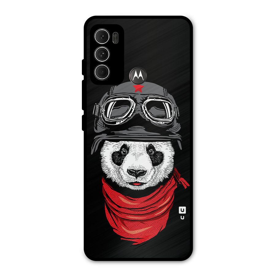 Cool Panda Soldier Art Metal Back Case for Moto G60
