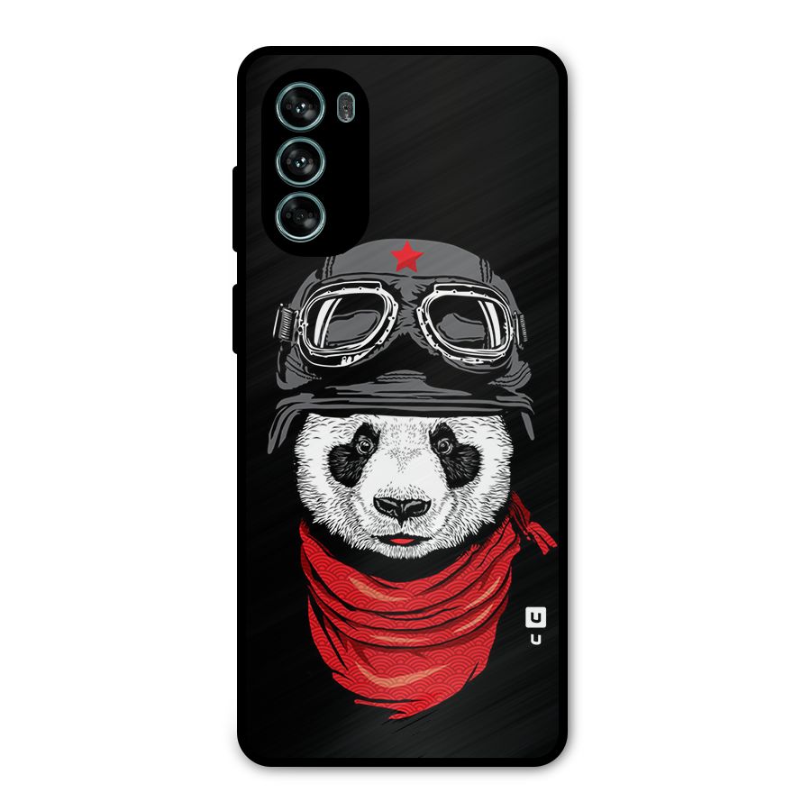 Cool Panda Soldier Art Metal Back Case for Moto G62