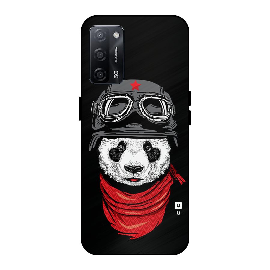 Cool Panda Soldier Art Metal Back Case for Oppo A53s 5G