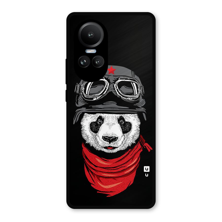 Cool Panda Soldier Art Metal Back Case for Oppo Reno10 Pro