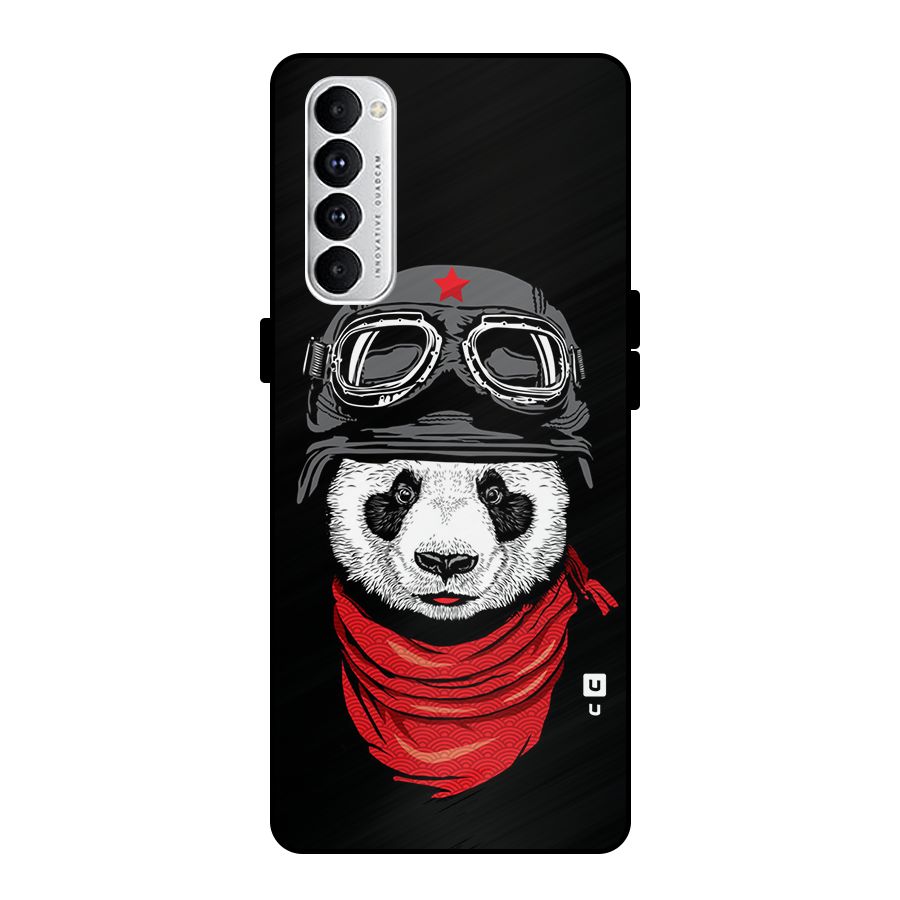 Cool Panda Soldier Art Metal Back Case for Oppo Reno4 Pro