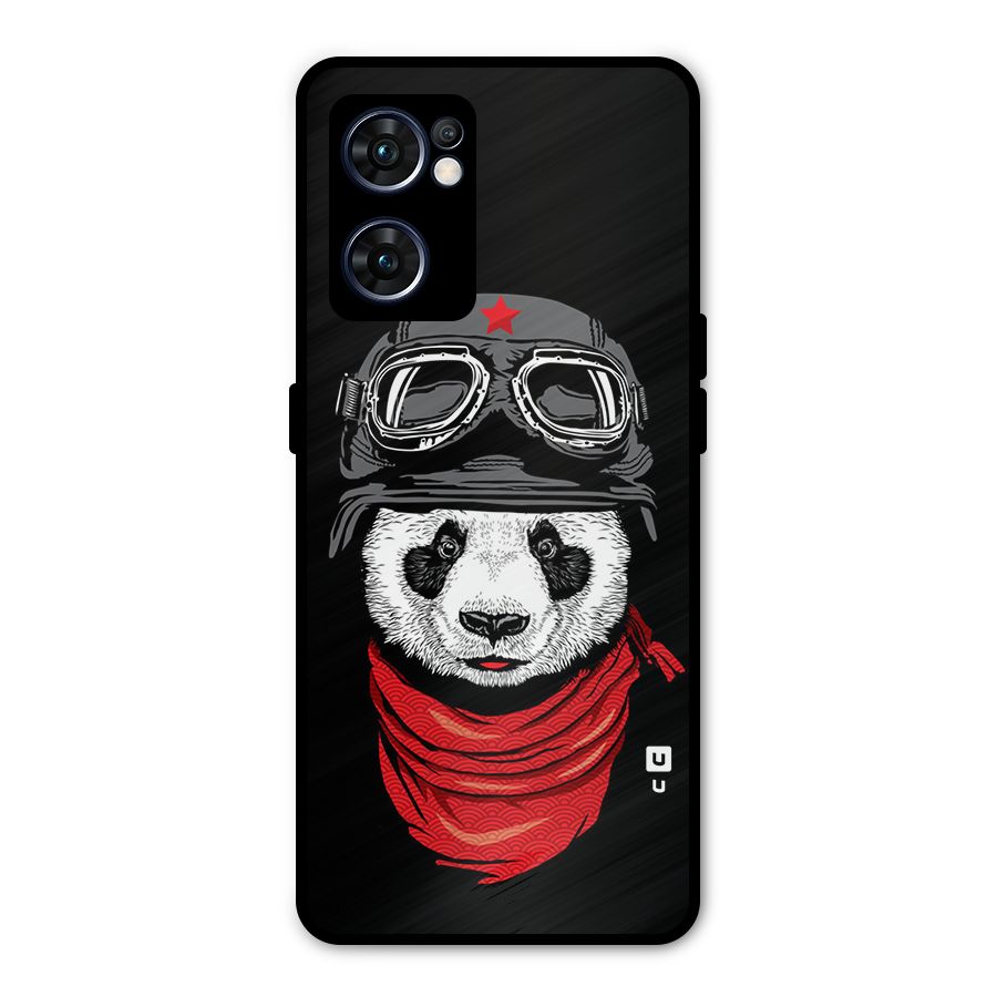 Cool Panda Soldier Art Metal Back Case for Oppo Reno7 5G