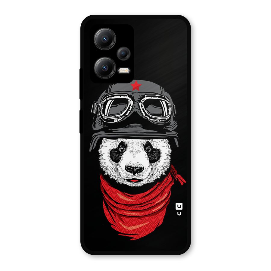 Cool Panda Soldier Art Metal Back Case for Redmi Note 12 5G
