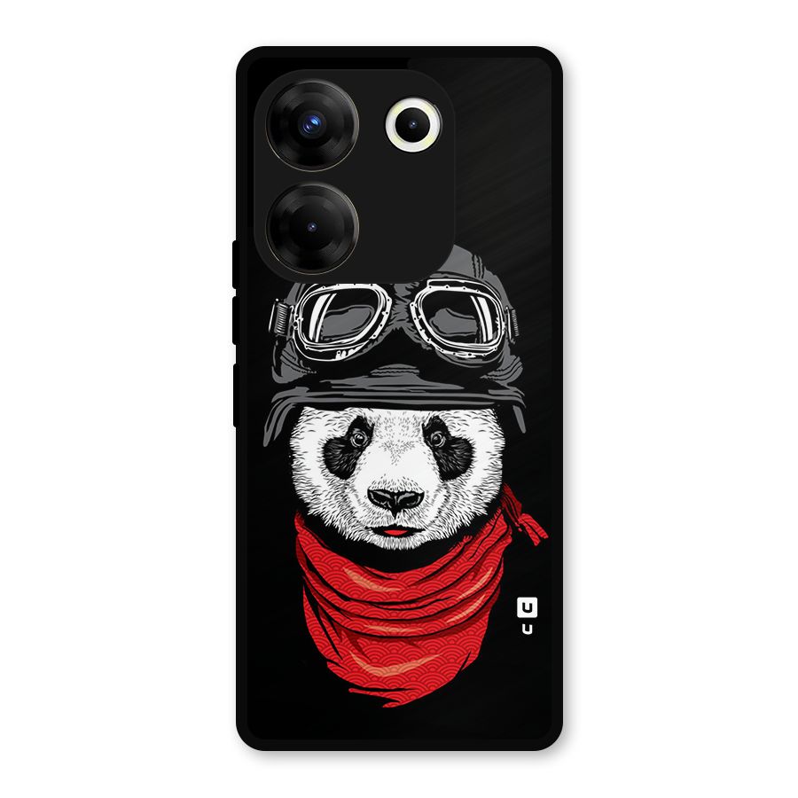 Cool Panda Soldier Art Metal Back Case for Tecno Camon 20