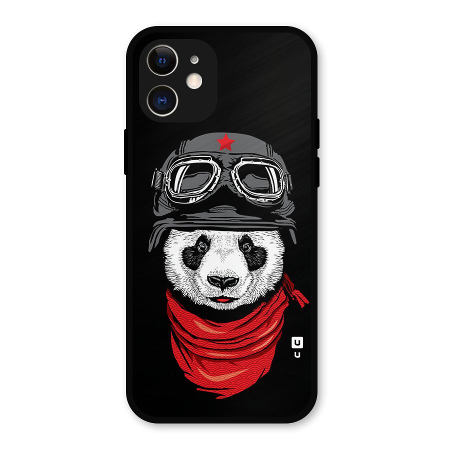 Cool Panda Soldier Art Metal Back Case for iPhone 12