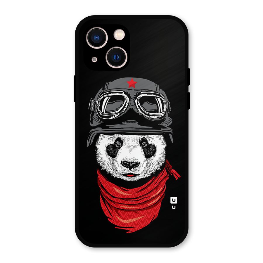 Cool Panda Soldier Art Metal Back Case for iPhone 13