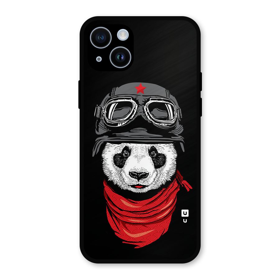 Cool Panda Soldier Art Metal Back Case for iPhone 14