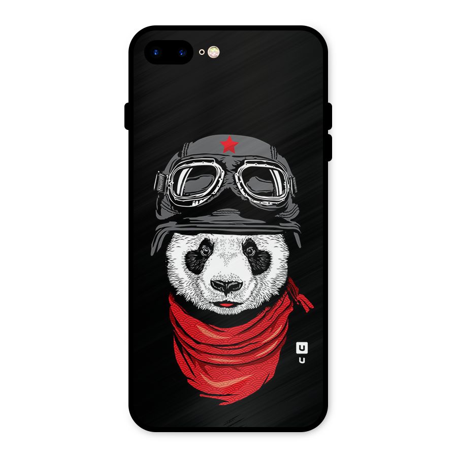 Cool Panda Soldier Art Metal Back Case for iPhone 8 Plus
