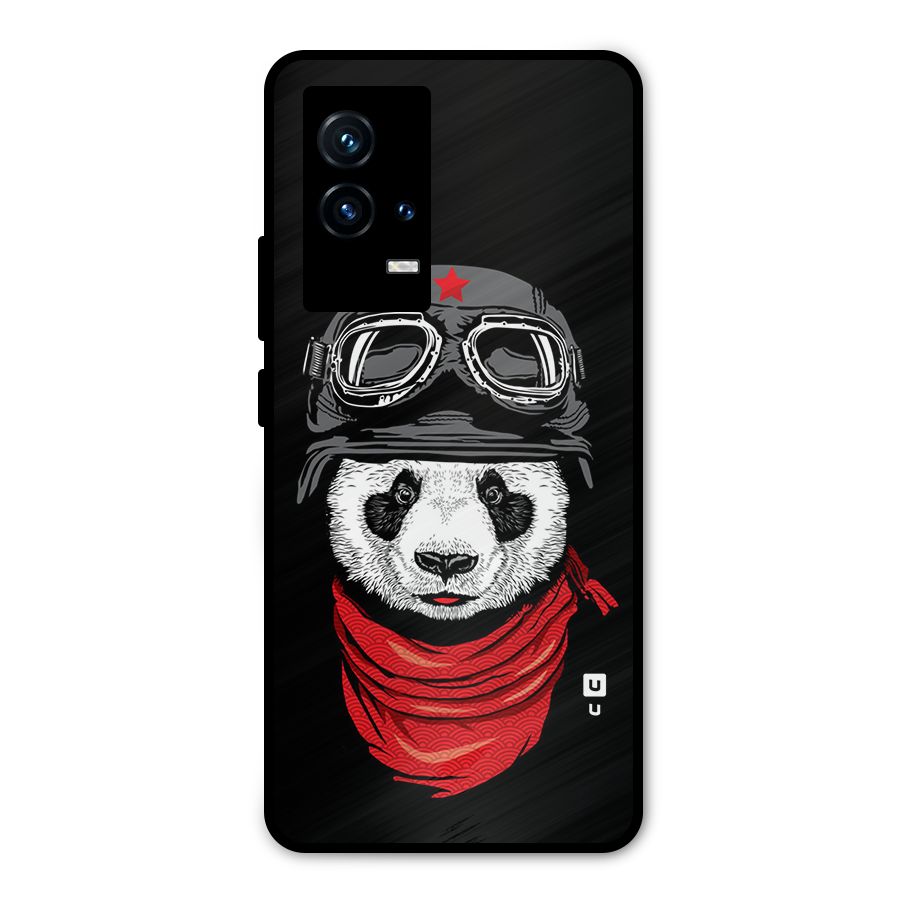 Cool Panda Soldier Art Metal Back Case for iQOO 9 5G
