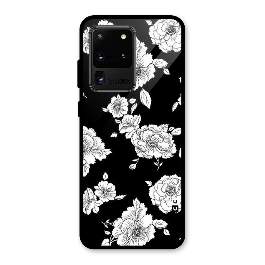 Cool Pattern Flowers Glass Back Case for Galaxy S20 Ultra