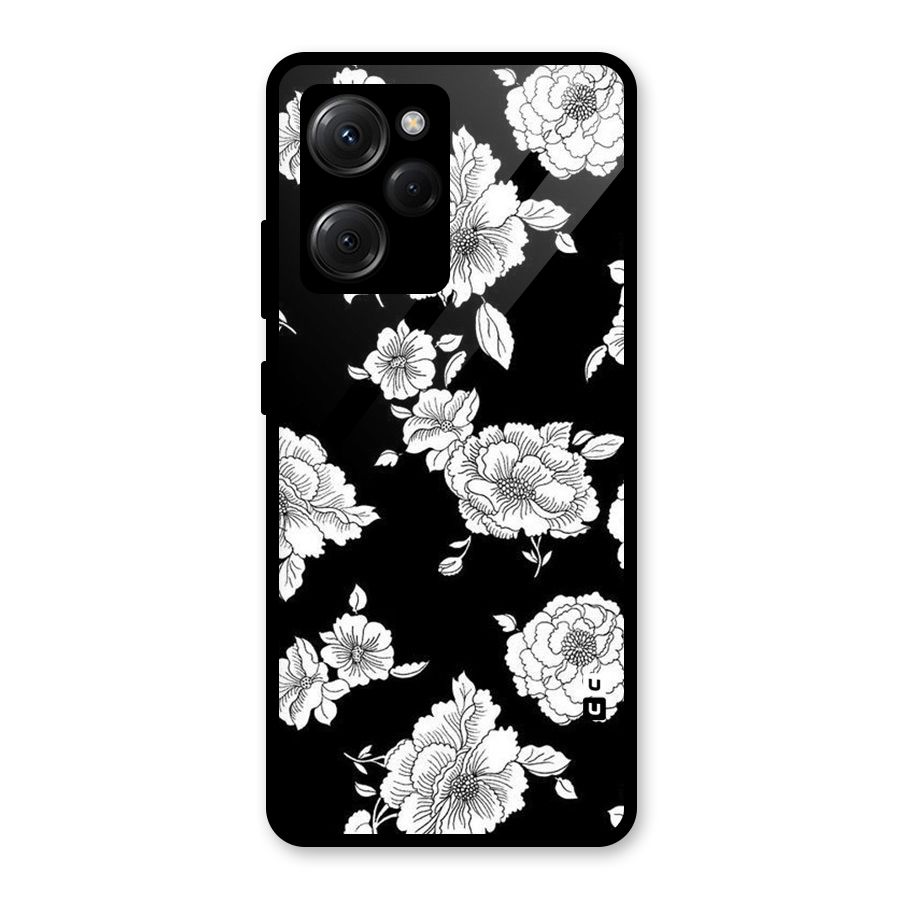 Cool Pattern Flowers Glass Back Case for Poco X5 Pro