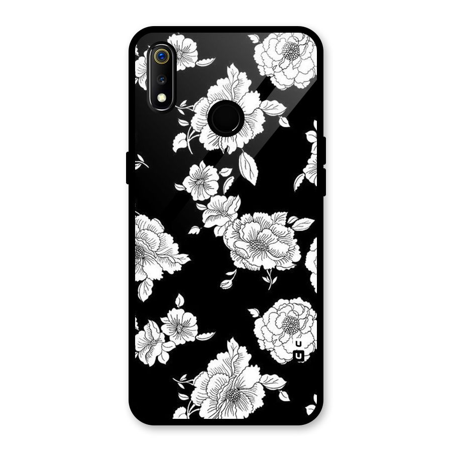 Cool Pattern Flowers Glass Back Case for Realme 3i