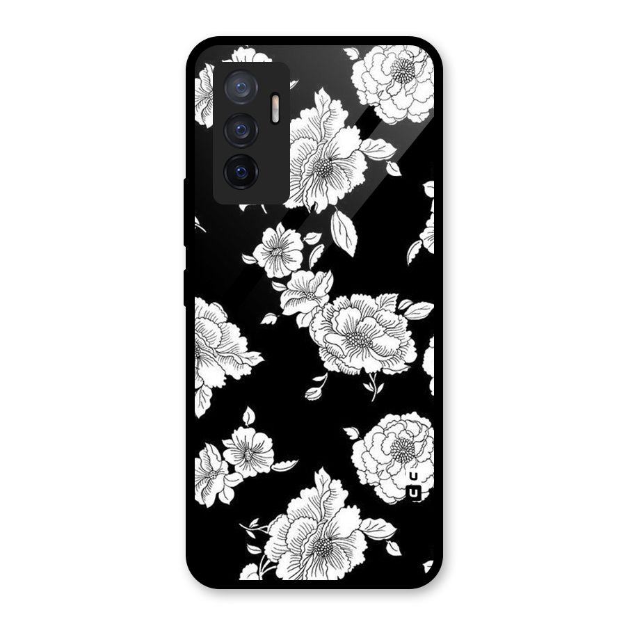 Cool Pattern Flowers Glass Back Case for Vivo V23e