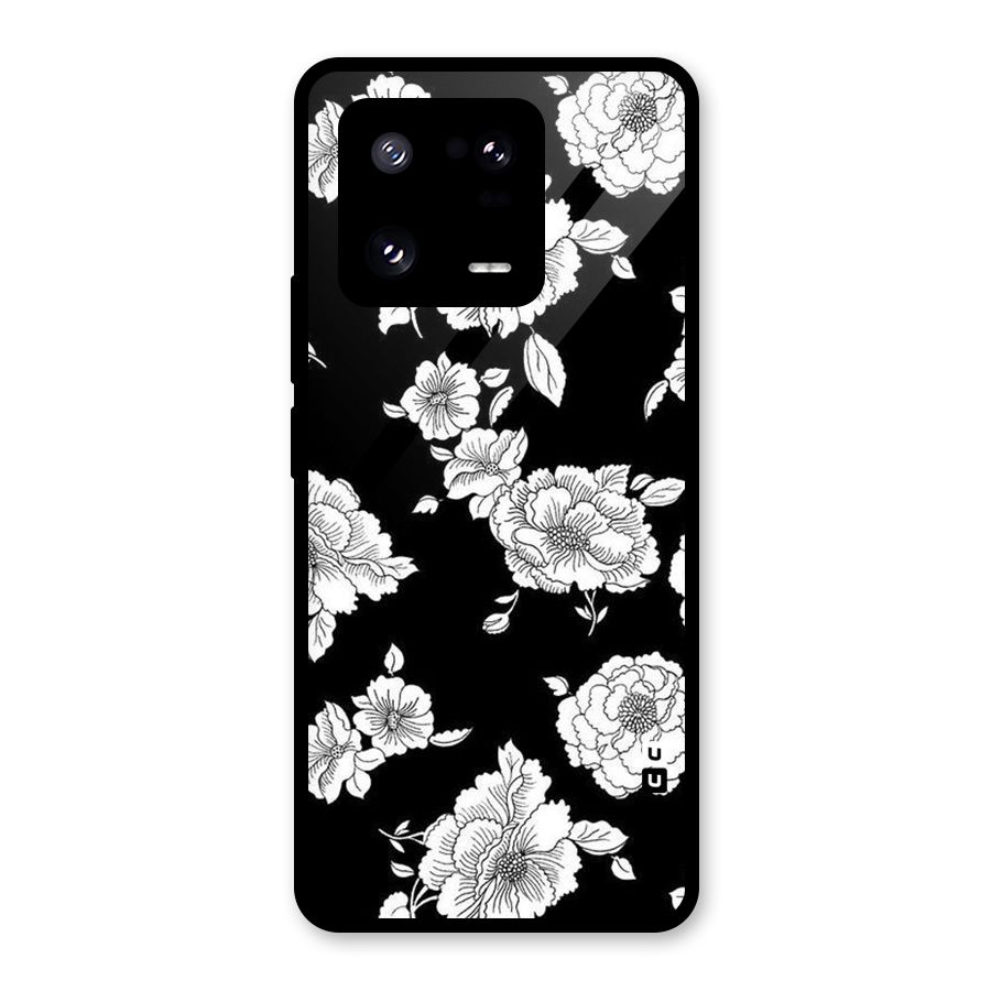 Cool Pattern Flowers Glass Back Case for Xiaomi 13 Pro