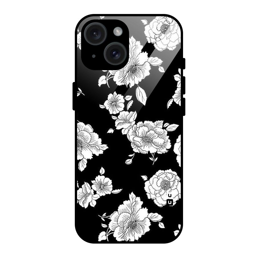 Cool Pattern Flowers Glass Back Case for iPhone 15