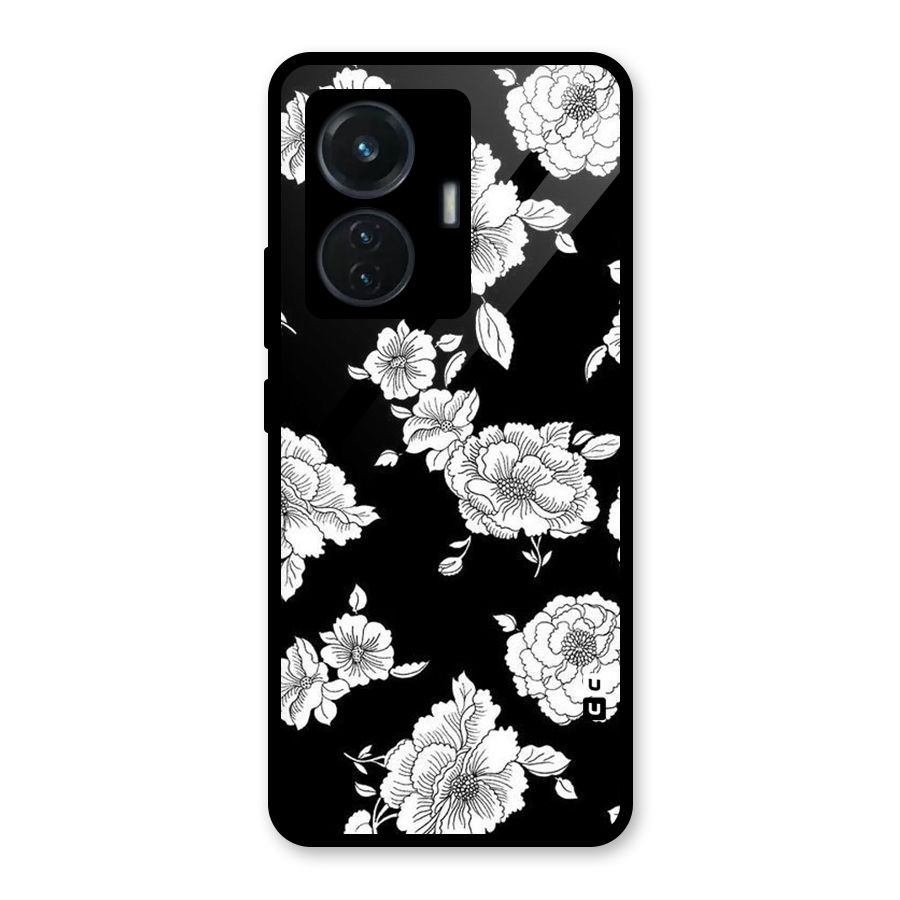 Cool Pattern Flowers Glass Back Case for iQOO Z6 44W