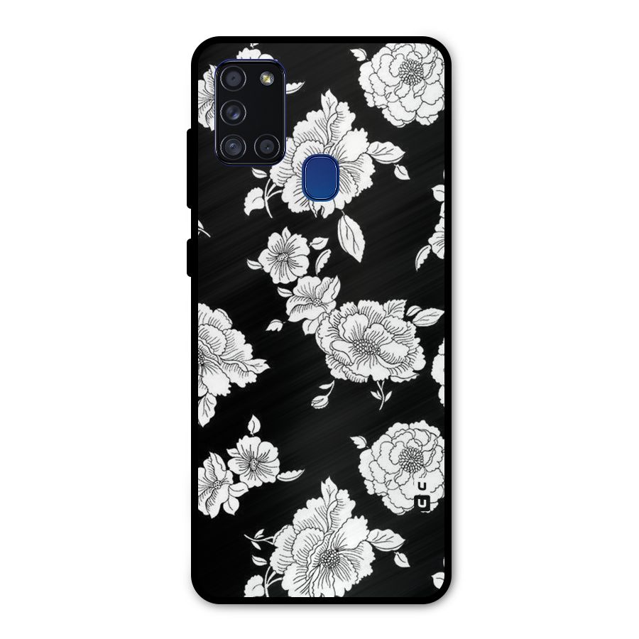 Cool Pattern Flowers Metal Back Case for Galaxy A21s