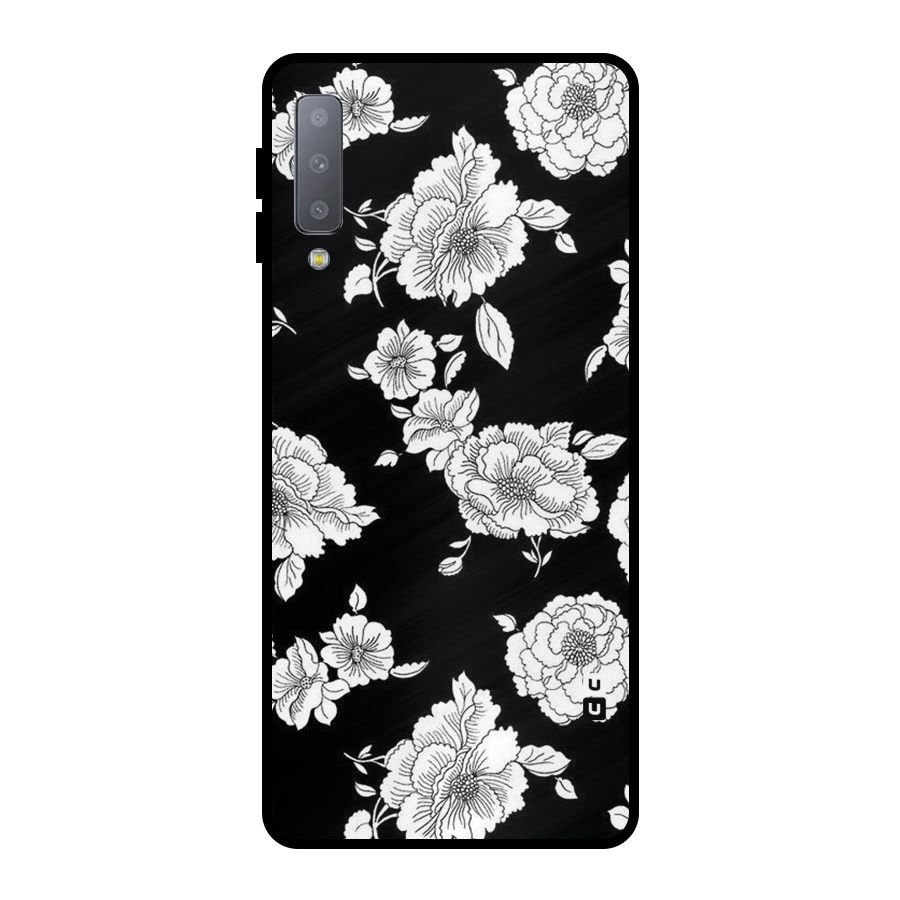 Cool Pattern Flowers Metal Back Case for Galaxy A7 (2018)