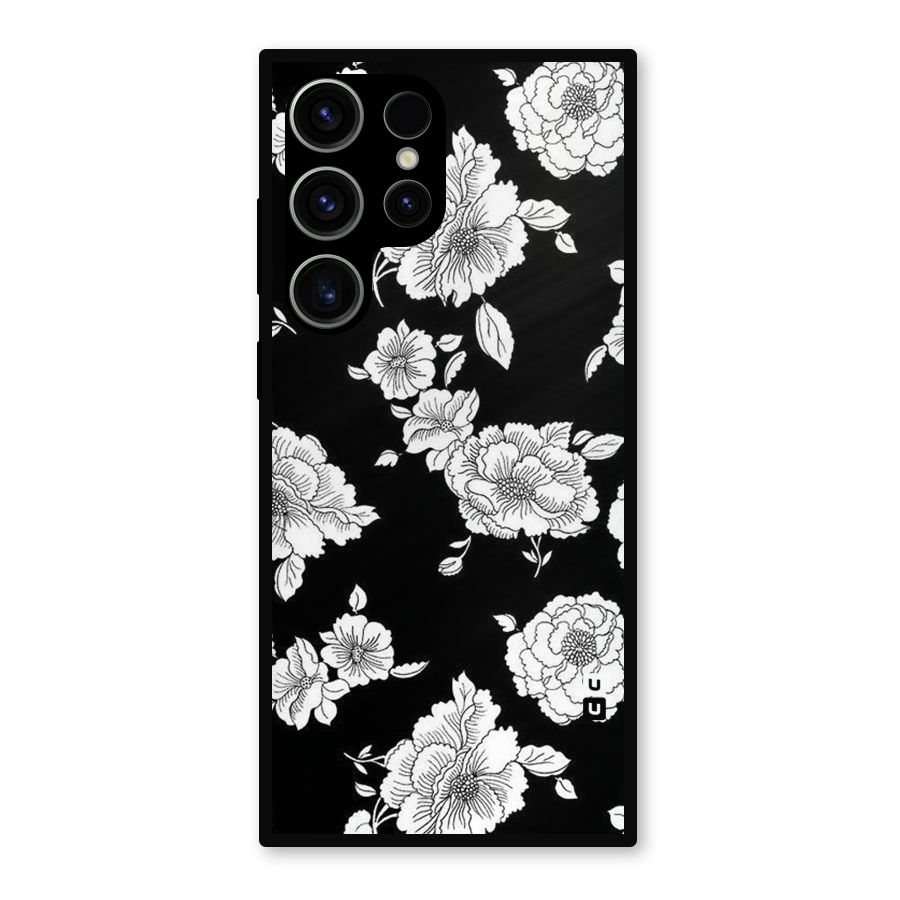 Cool Pattern Flowers Metal Back Case for Galaxy S23 Ultra