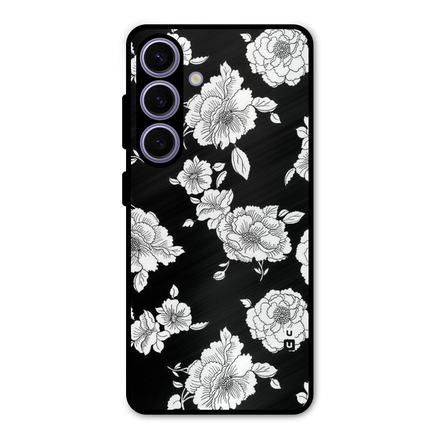 Cool Pattern Flowers Metal Back Case for Galaxy S24