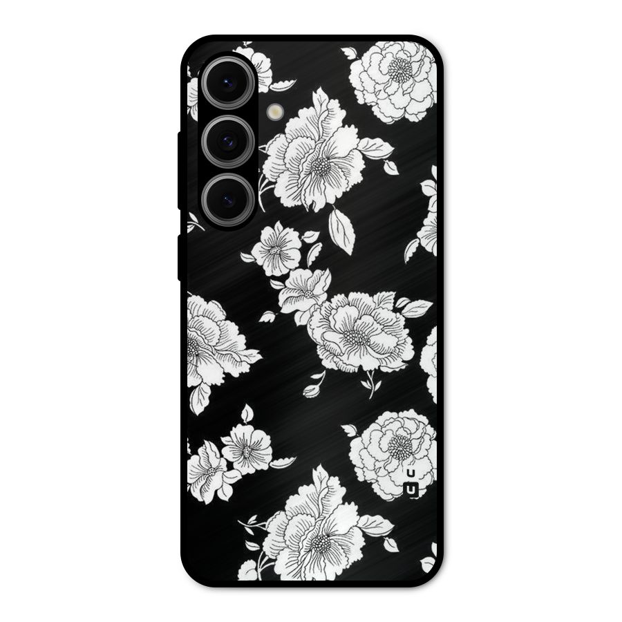 Cool Pattern Flowers Metal Back Case for Galaxy S24 FE