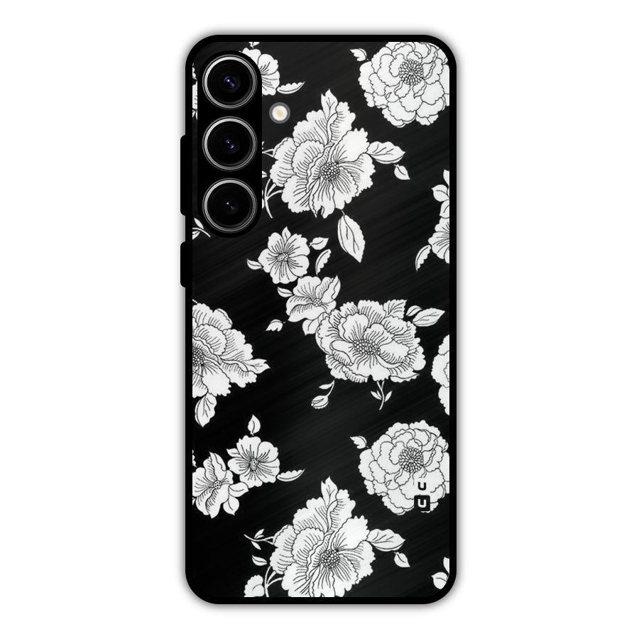 Cool Pattern Flowers Metal Back Case for Galaxy S24 Plus