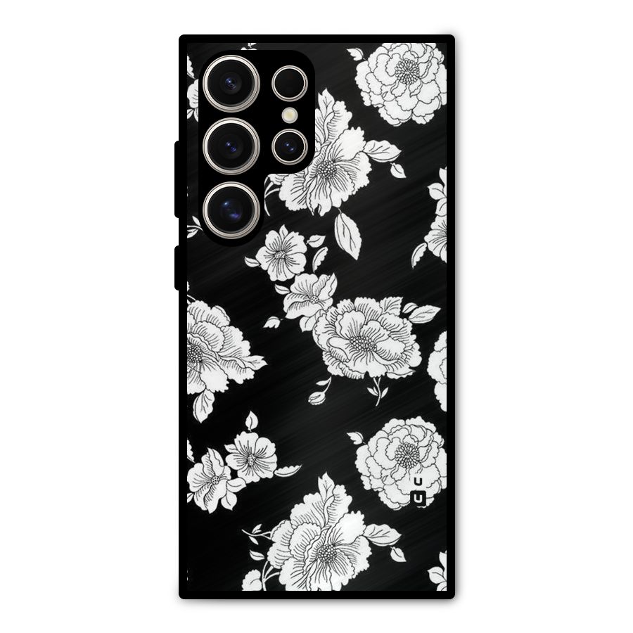 Cool Pattern Flowers Metal Back Case for Galaxy S24 Ultra