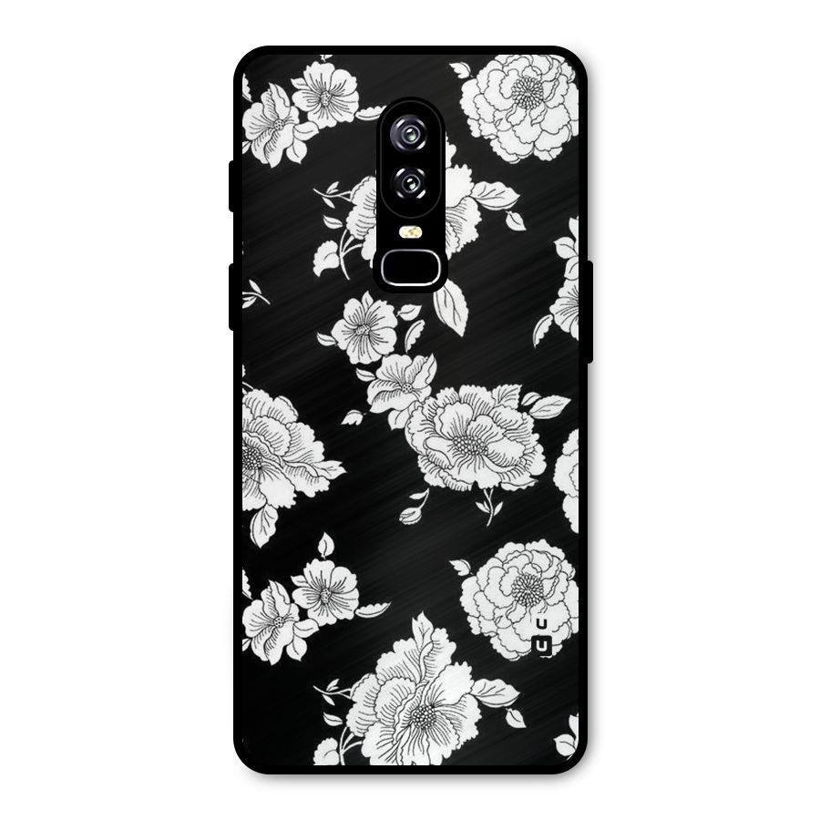 Cool Pattern Flowers Metal Back Case for OnePlus 6