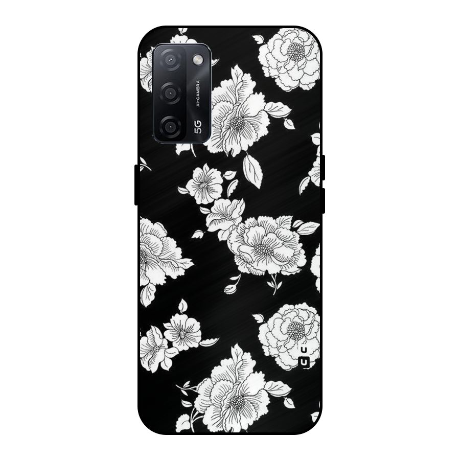 Cool Pattern Flowers Metal Back Case for Oppo A53s 5G